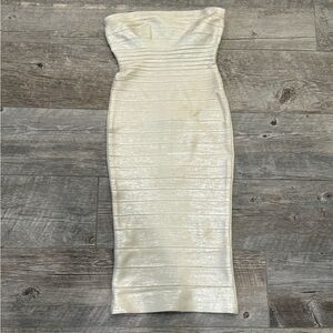 Herve Lager metallic pearl mini bandage dress size S